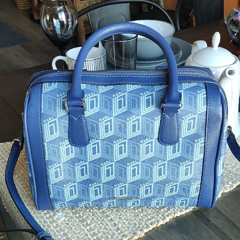 Karl Lagerfeld Geometric Blue Satchel